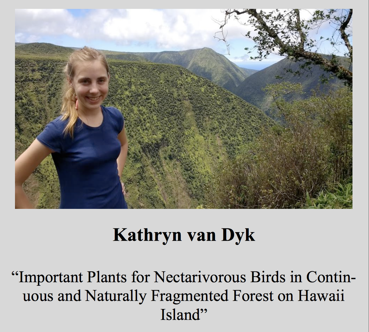 Katie van Dyk in the Hawaiʻi Audubond Society Publication ʻElepaio