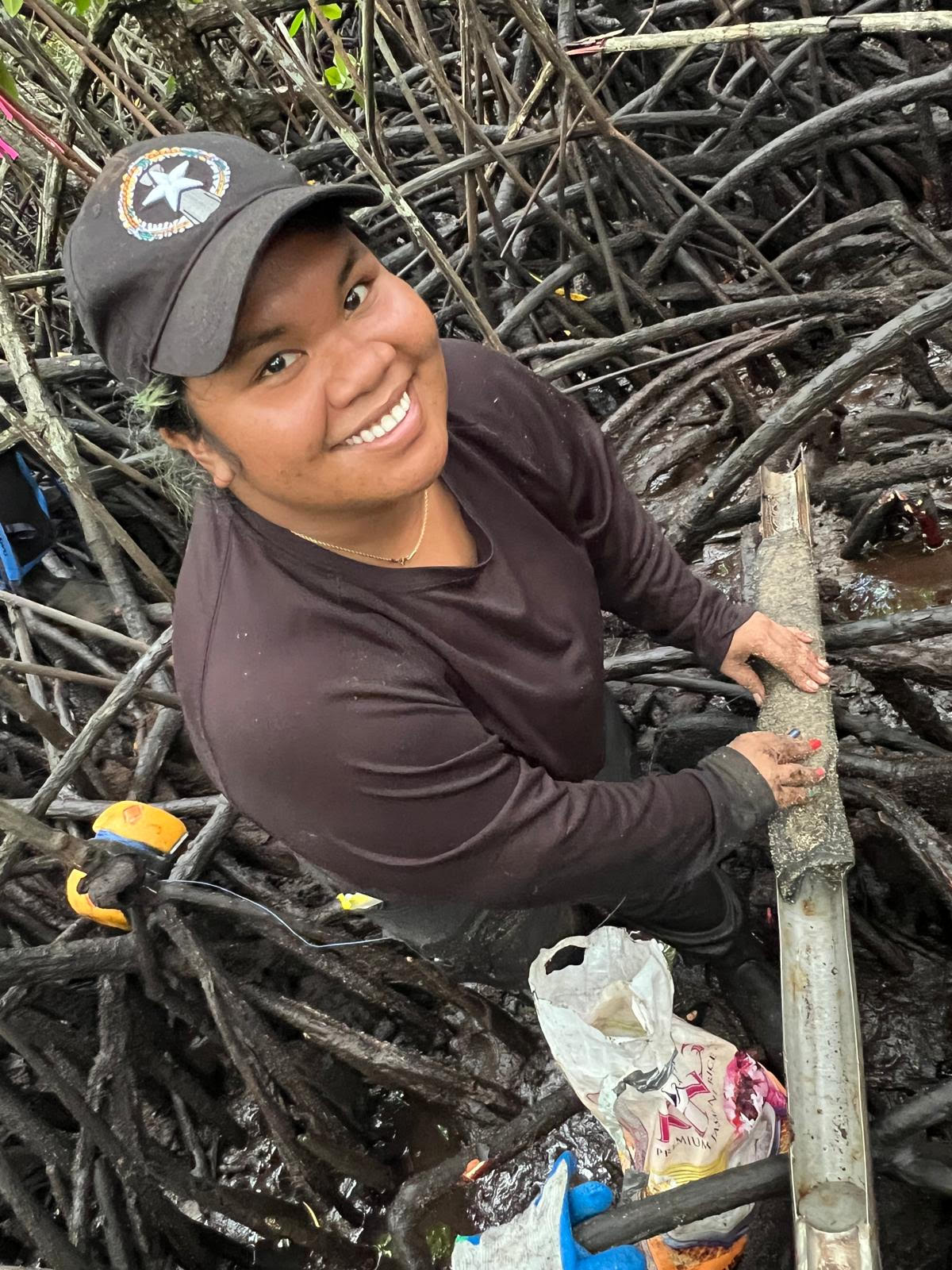 River smiling in a thicket of mangrove forest.